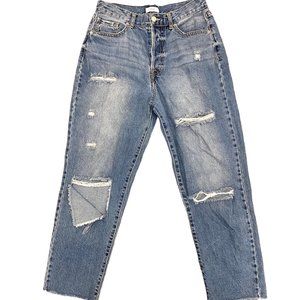 Forever 21 Women's Distressed Mom Jeans Straight Leg Size 29